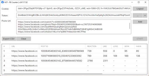 FB Counter - Tool đếm thông tin bài viết facebook - Update 17-11-24