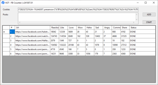 FB Counter - Tool đếm thông tin bài viết facebook - Update 07-10-24