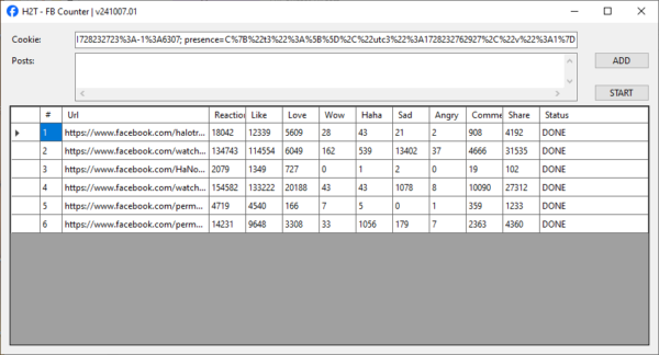 FB Counter - Tool đếm thông tin bài viết facebook - Update 07-10-24