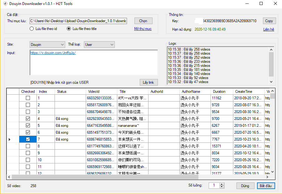 Douyin Downloader - Tải video Douyin không logo hàng loạt