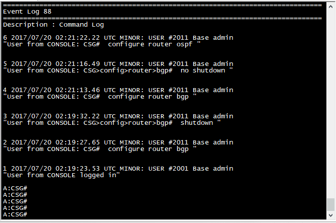 How to configure the command log in Nokia SR