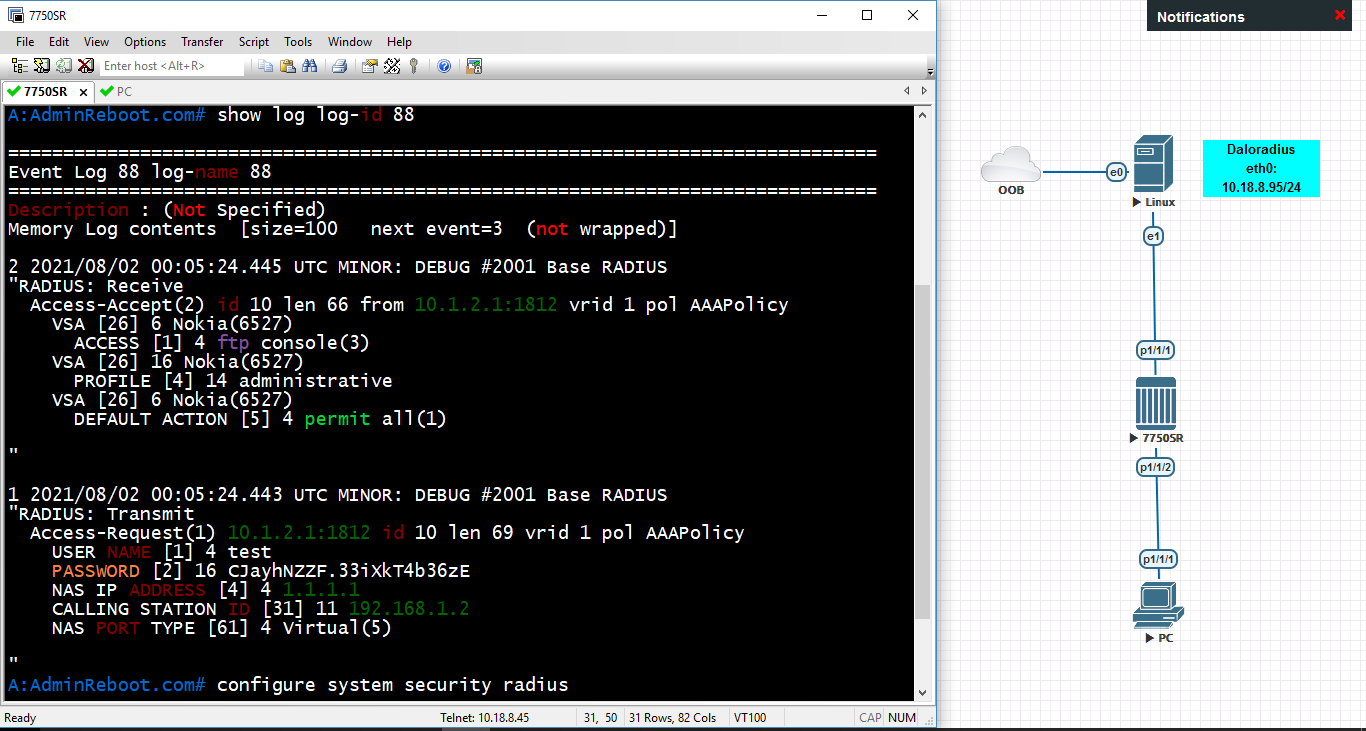 Radius Nokia Router - Use daloRadius to authenticate access for 7750SR (SROS)