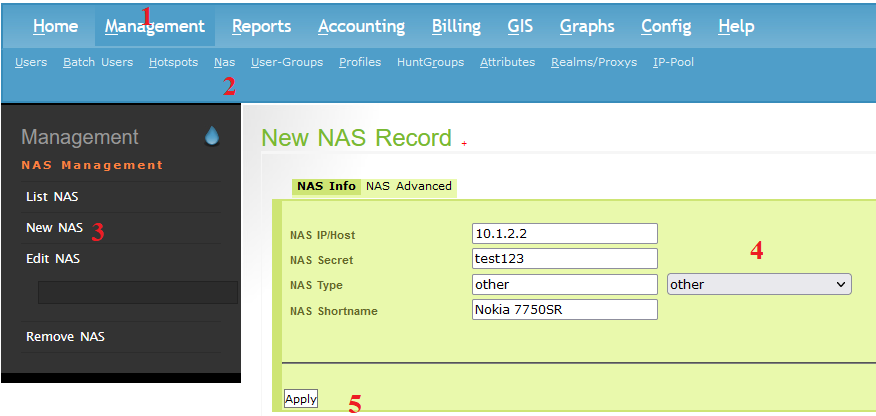 Setting Up Network Access Server (NAS) on daloRADIUS