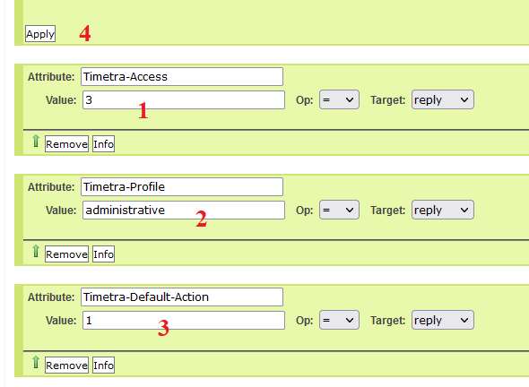 Set values for Attribute daloRadius