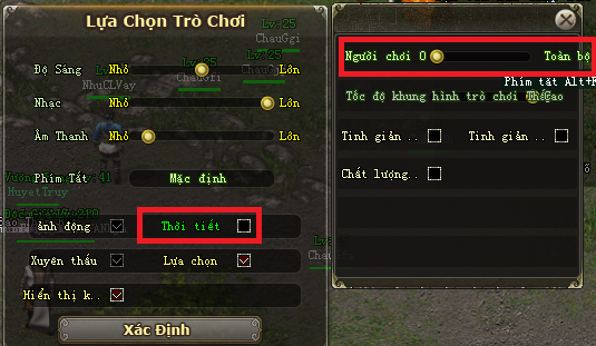 Giảm bớt hiệu ứng cho game bớt nặng